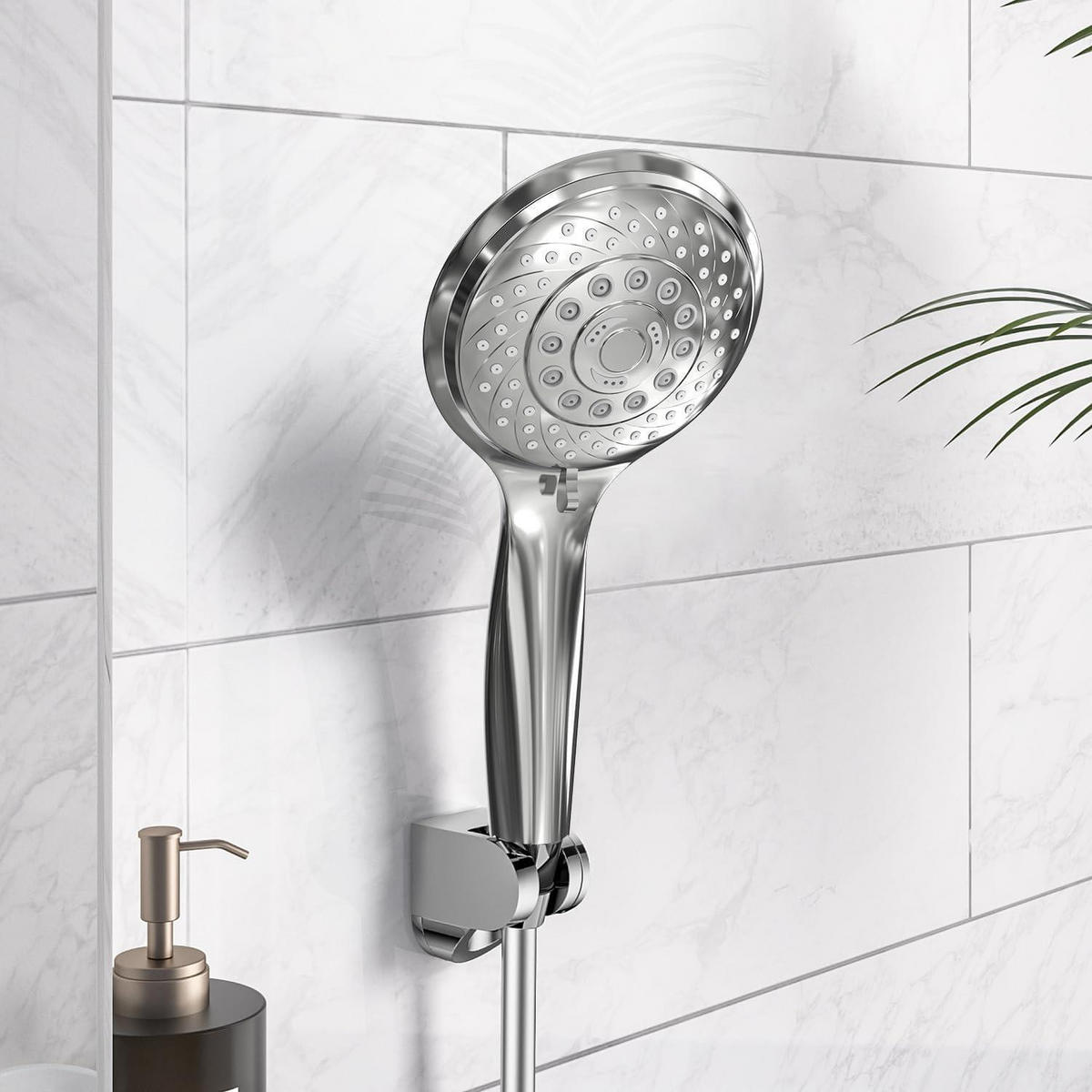 HANDBRAUSE Regendusche 6 Strahlarten Chrom - Silberfarben, Kunststoff (11/12.7/24.5cm)
