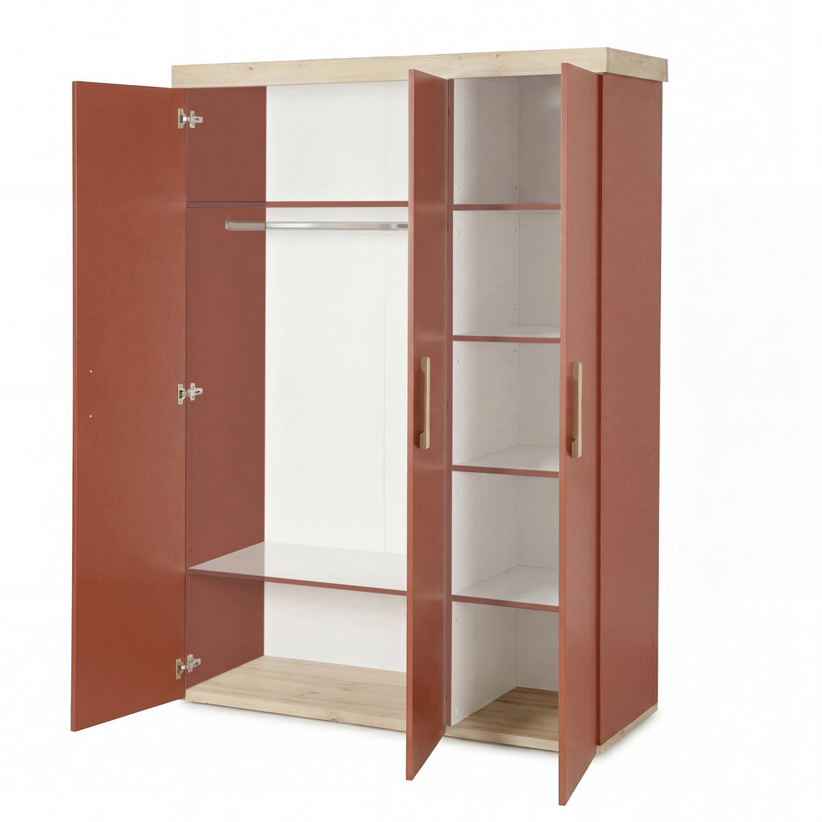 KINDERKLEIDERSCHRANK Jimmy Mauve - Eichefarben/Mauve, Holzwerkstoff (138/195/53cm) - Roba