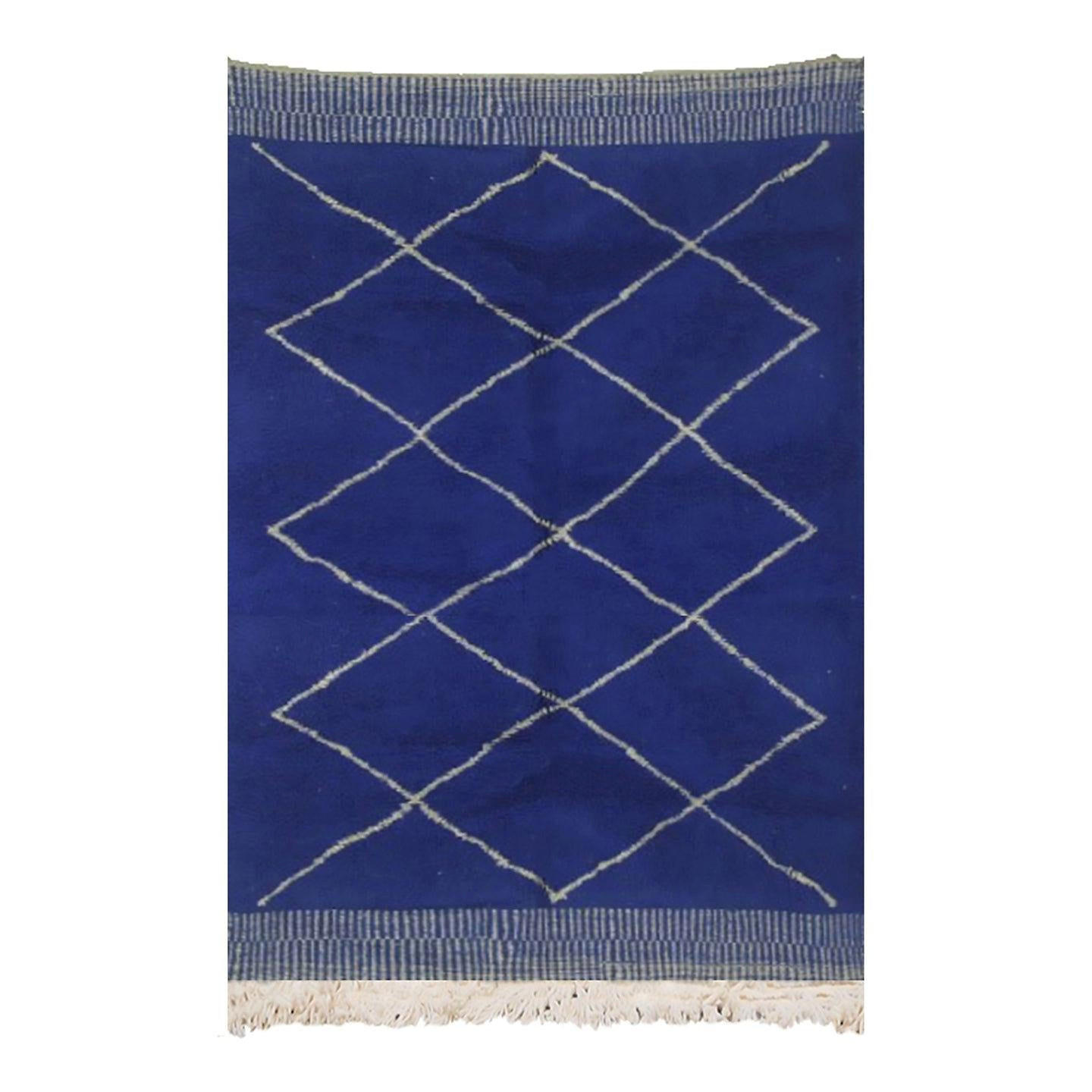 BERBERTEPPICH aus Essaouira-Wolle blau - Blau, Naturmaterialien (250/350cm) - AFK Living