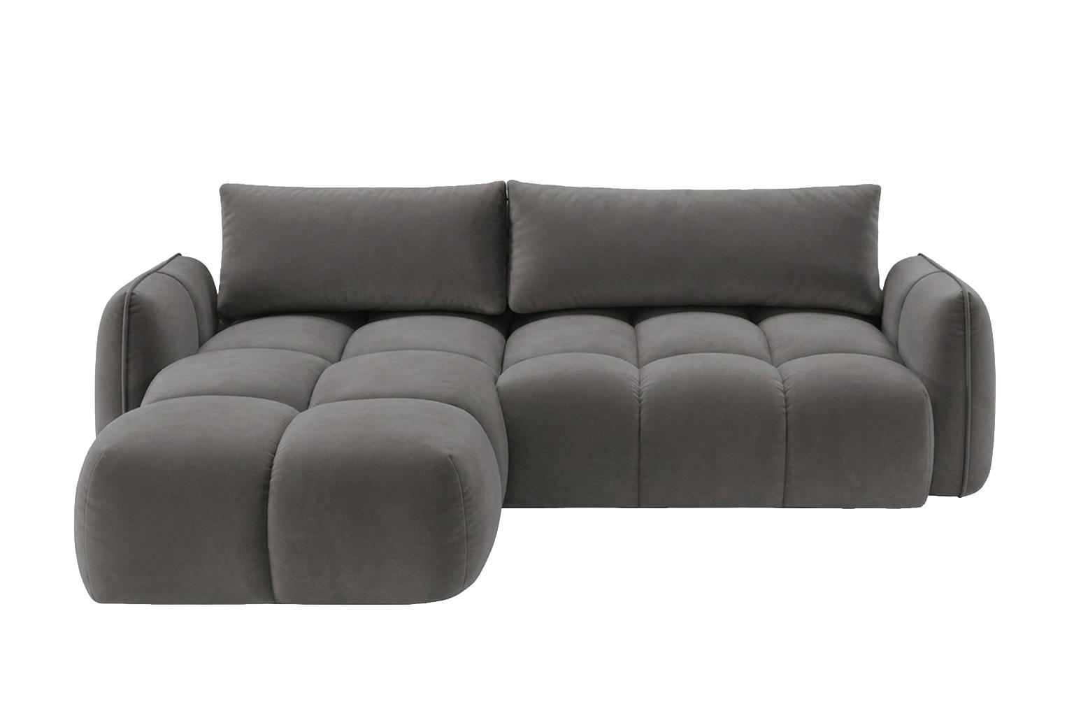 ECKSOFA L-Form Mit Schlaffunktion, Veloursstoff Bluvel, Aschgrau, Links, BELVEDER L - Grau, Holz (250/168cm) - Kaiser Möbel