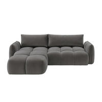 ECKSOFA L-Form Mit Schlaffunktion, Veloursstoff Bluvel, Aschgrau, Links, BELVEDER L - Grau, Holz (250/168cm) - Kaiser Möbel