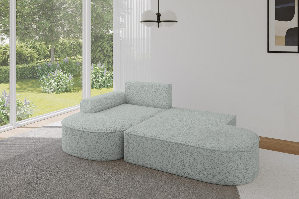ECKSOFA mit Schlaffunktion und Bettkasten Ottomane Links MARI-L1-S - 283x167x85 cm Grün Tissu - Dunkelgrün/Schwarz, Holzwerkstoff/Kunststoff (283/167cm) - ALTDECOR