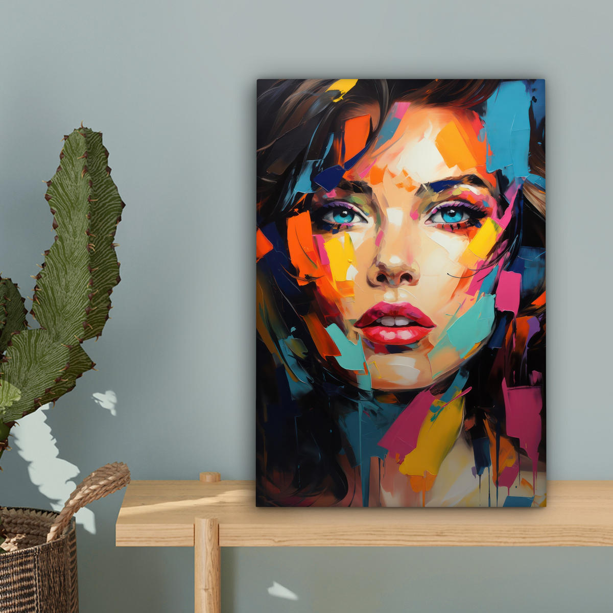 LEINWANDBILD Frau - Porträt - Farbenfroh - Kunst 20x30 cm - Multicolor, Textil (20/30cm) - MuchoWow