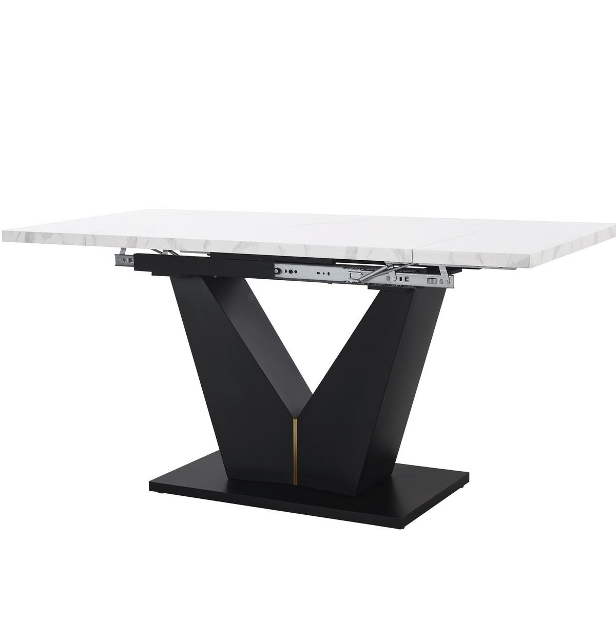 ESSTISCH ausziehbar 99-159 x 75 cm MDF Marmoroptik Weiß/Schwarz - Weiß, Metall (99/75/75cm) - Meubliv