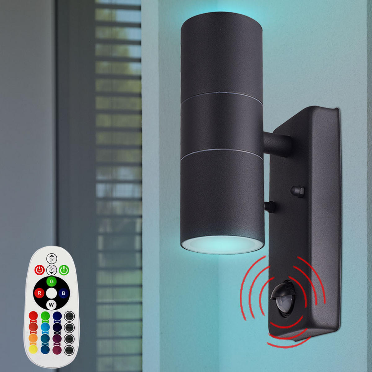 RGB LED AUSSEN-WANDLEUCHTE Aluminium Schwarz - Schwarz, Glas (7.5/22/11.5cm)