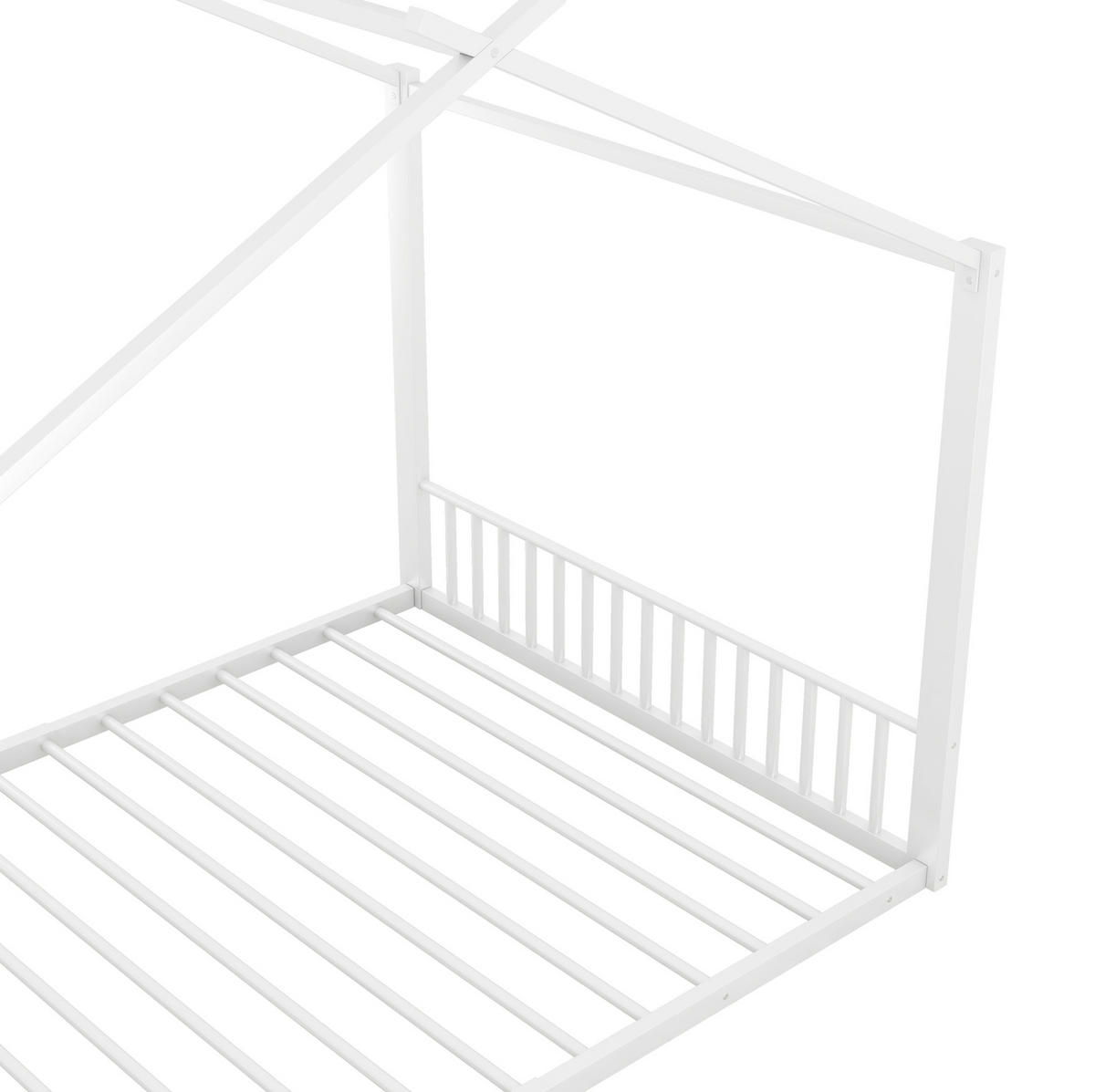 HAUSBETT 140/200 cm aus Metall in Weiß, Hausform, ohne Matratze - Weiß, Metall (140/200cm) - OKMYHOME