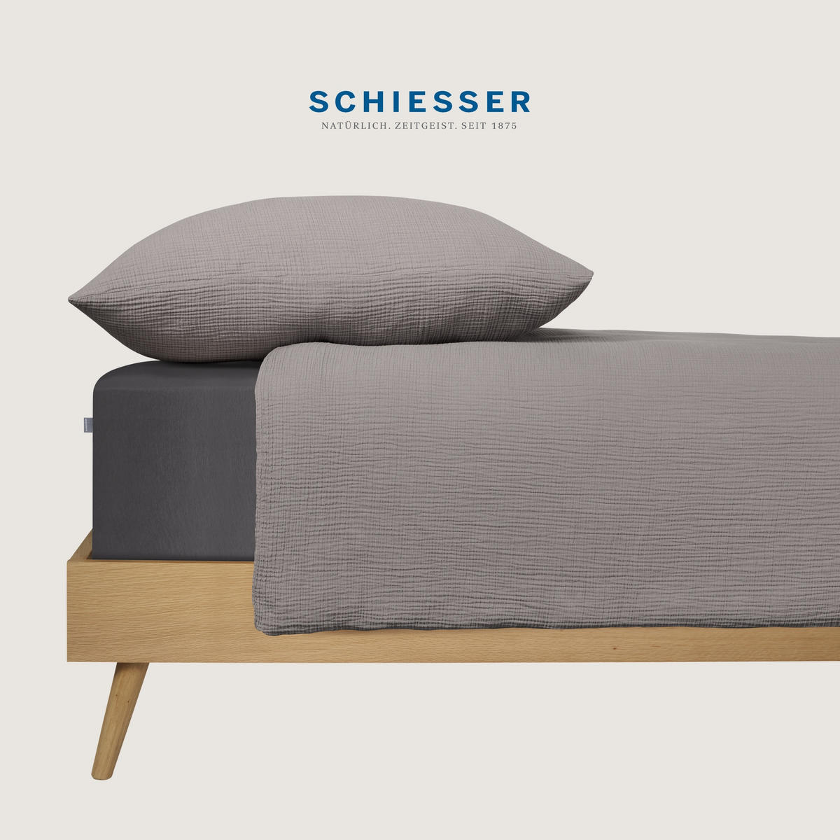 SPANNBETTLAKEN Elli - 97/3 - 100 x 200 cm - Dunkelgrau - Dunkelgrau, Textil (100/200cm) - SCHIESSER