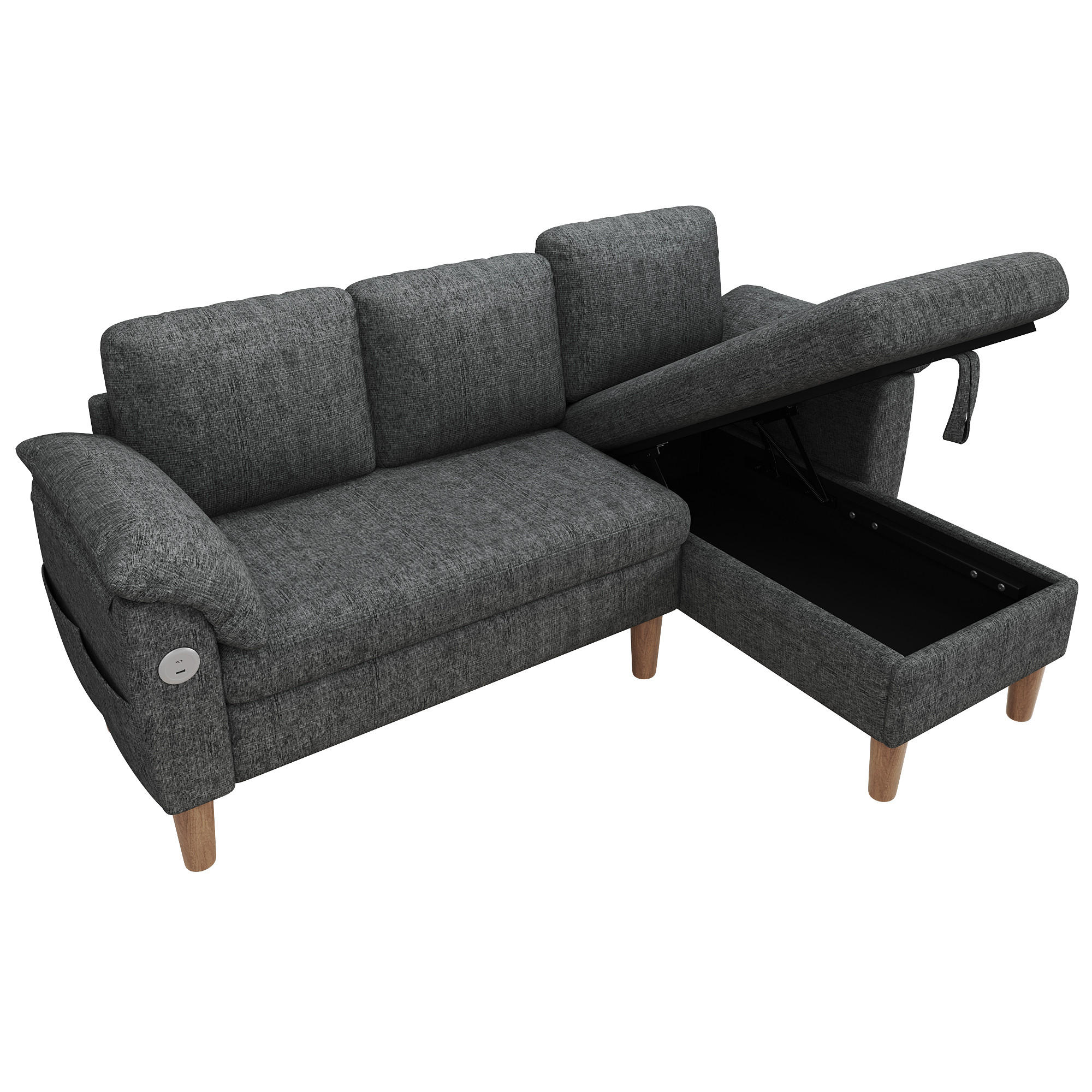 Evryae Ecksofa Grau 181x125 cm