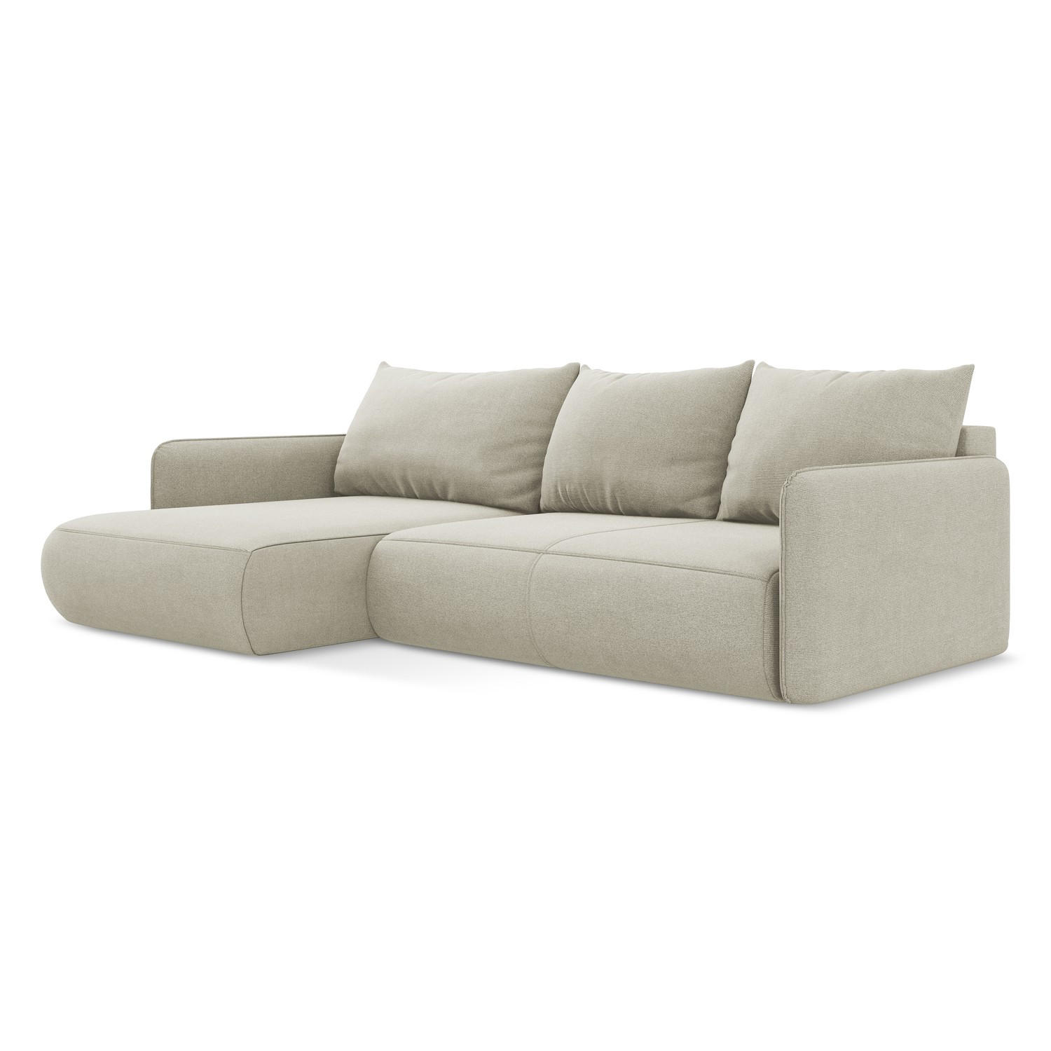 ECKSOFA mit Schlaffunktion Strukturstoff Stoff Beige - Beige/Creme, Kunststoff/Textil (148/240cm) - LaMiaSofa