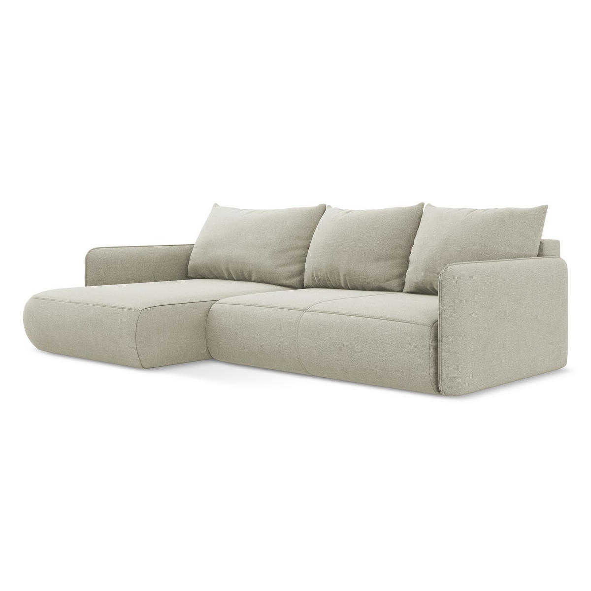 ECKSOFA mit Schlaffunktion Strukturstoff Stoff Beige - Beige/Creme, Kunststoff/Textil (148/240cm) - LaMiaSofa