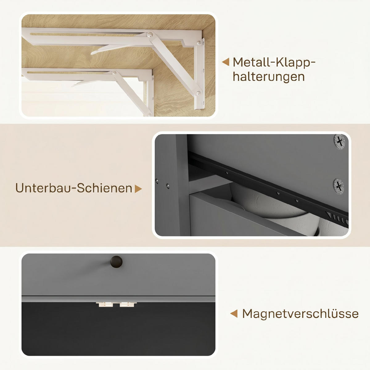 KÖKSÖ av MDF-spånskiva, grå - Svart/Grå, Träbaserade material/Metall (42/87/106cm) - HOMCOM