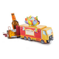 GESCHENKBOX faltbar Gift Circus Truck, Papier, Rot, 24 x 7.5 x 15 cm - Rot, Papier (15/7.5/24.5cm) - Donkey Products