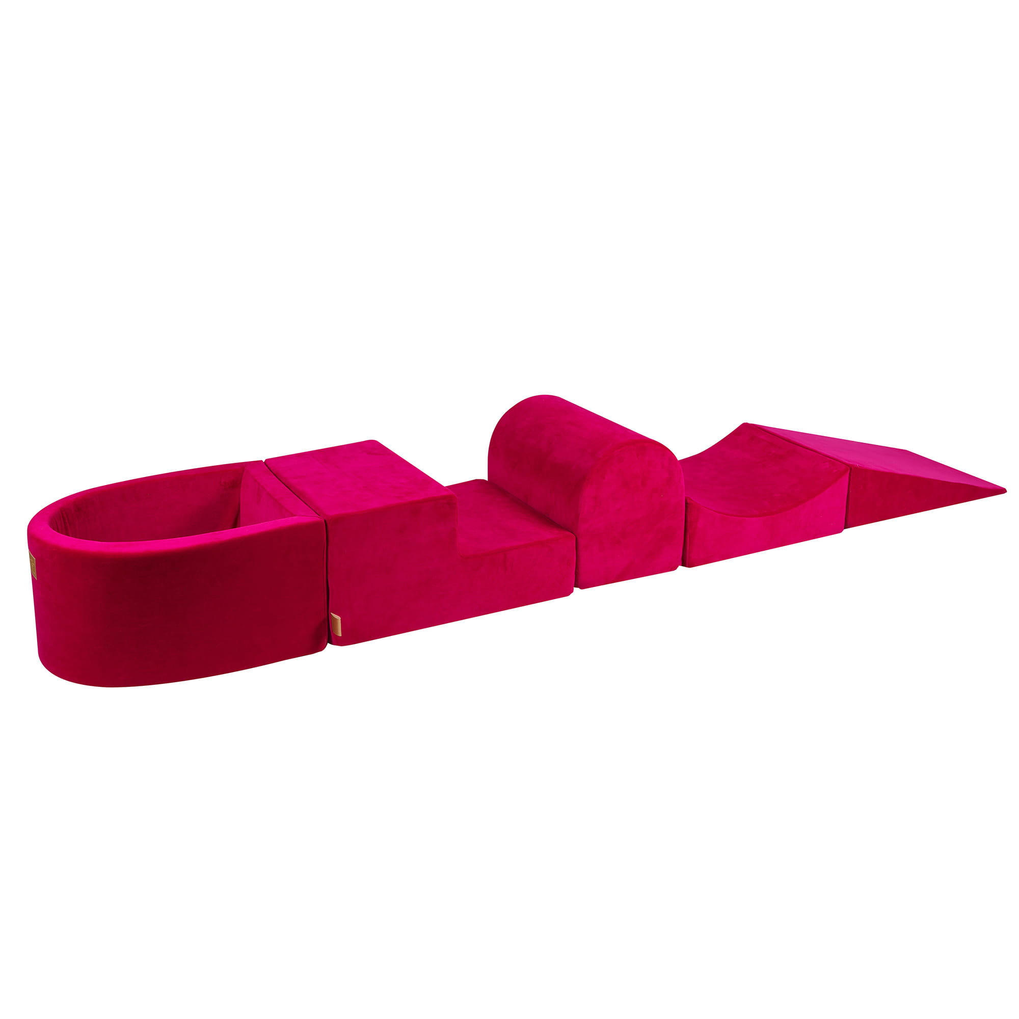 BÄLLEBAD klein mit Schaumstoff Bausteinen für Kinder, Samt, Magenta - Magenta, Textil (250/45/30cm) - MeowBaby
