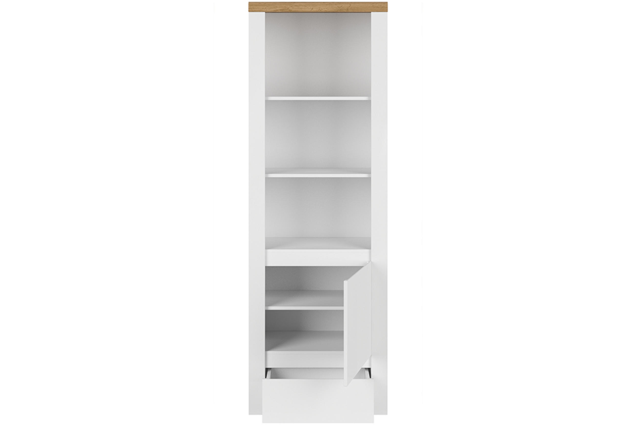 REGAL DAMINO mit Türen und Schublade, weiß - Eiche Wotan/Weiß, Holz (68/202/42cm) - KONSIMO®