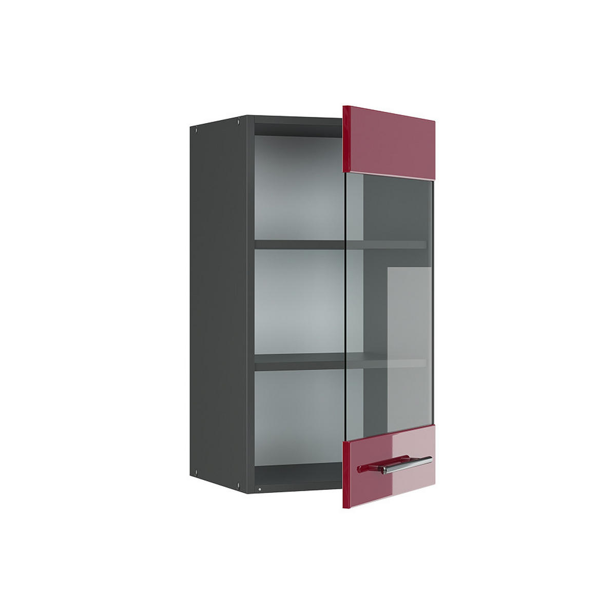 KÜCHENGLASSCHRANK Fame-Line Bordeaux Hochglanz 40 cm - Bordeaux/Anthrazit, Holzwerkstoff (40/72/34.1cm) - Vicco