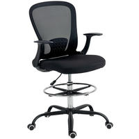 BÜROSTUHL Schreibtischstuhl mit verstellbarer Fußring Lendenwirbelstütze Schwarz - Schwarz, Textil (59/119/62cm) - HOMCOM