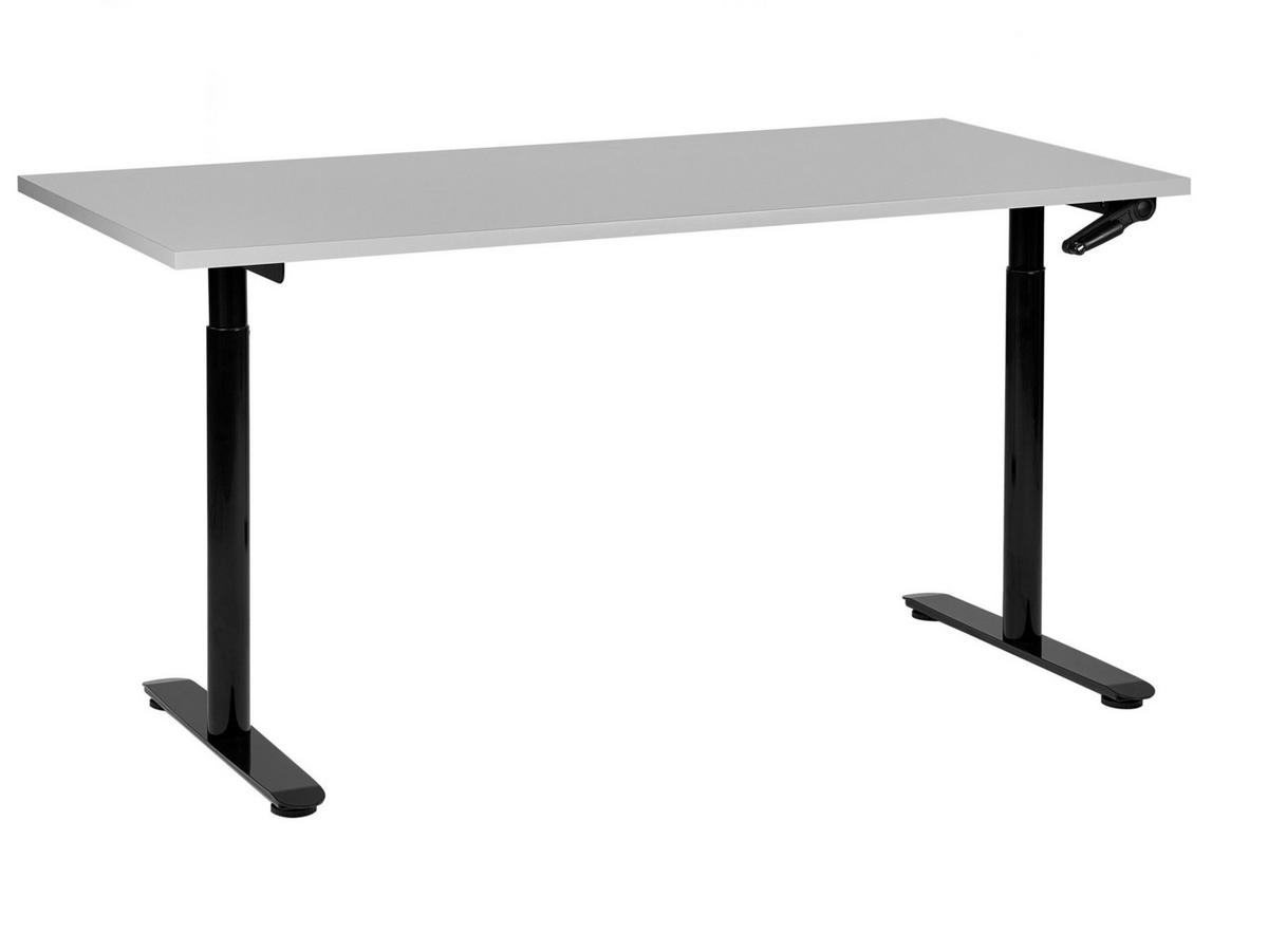 SCHREIBTISCH grauschwarz 160/72 cm manuell höhenverstellbar Destin IV - Schwarz/Grau, Holz (72/160/74cm) - Beliani