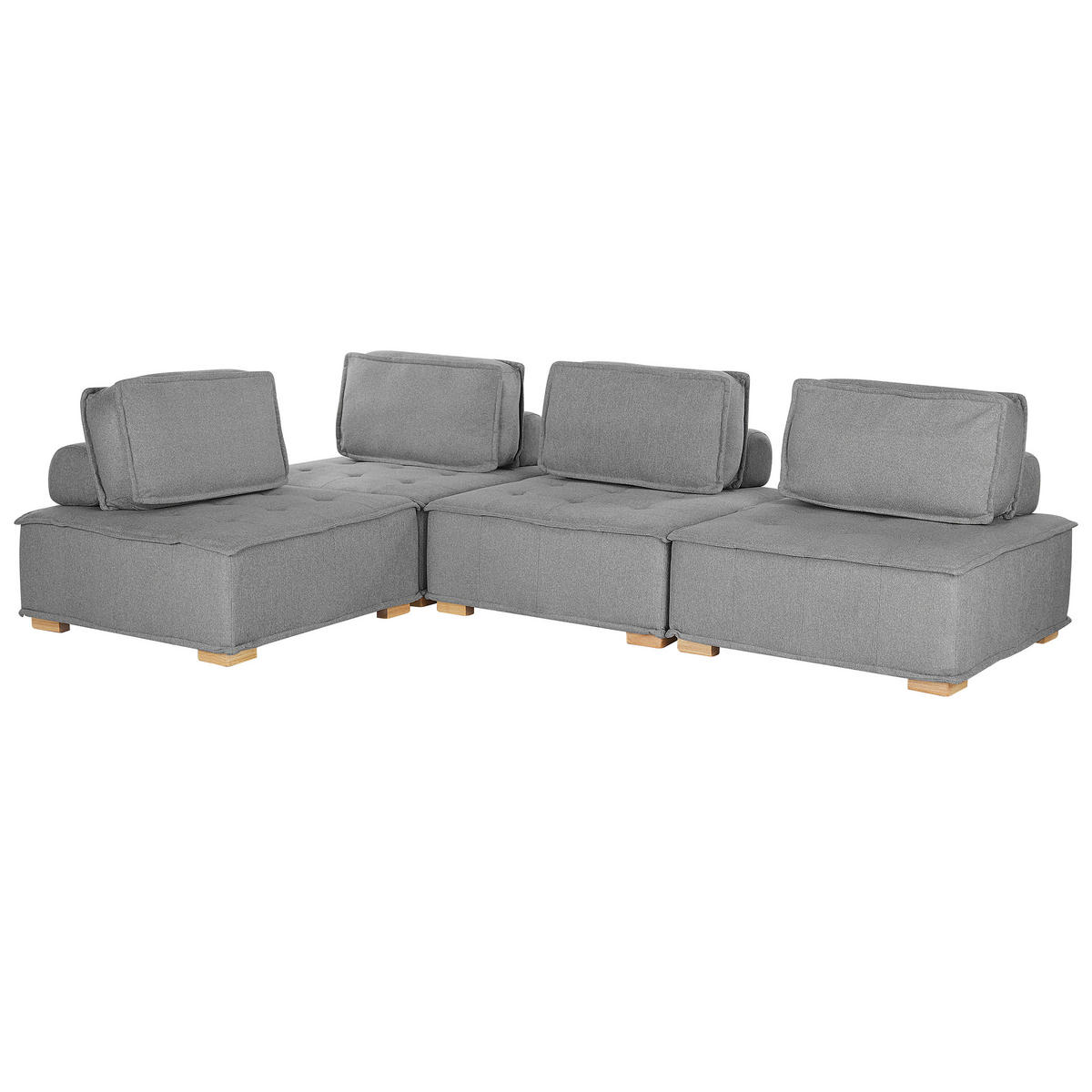 ECKSOFA Modul 4-Sitzer rechtsseitig Grau Stoff Tibro - Dunkelgrau/Braun, Textil (300/200cm) - Beliani
