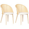 ESSZIMMERSTUHL 2er-Set Metall heller Holzfarbton/beige Cornell - Hellbraun/Beige, Metall (52/83/46cm) - Beliani