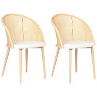 ESSZIMMERSTUHL 2er-Set Metall heller Holzfarbton/beige Cornell - Hellbraun/Beige, Metall (52/83/46cm) - Beliani