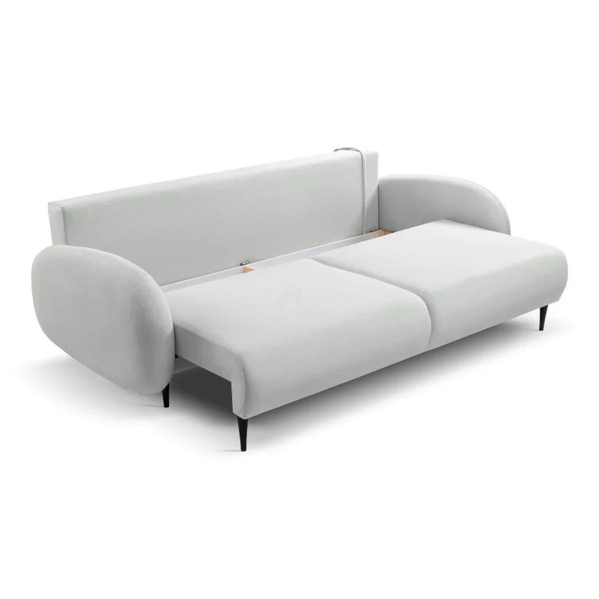 SCHLAFSOFA SOFTI, Sofa mit Schlaffunktion und Bettkasten, Farbe: Hellgrau, Velourstoff - Hellgrau, Textil (232/95/109cm) - Sepro Meble