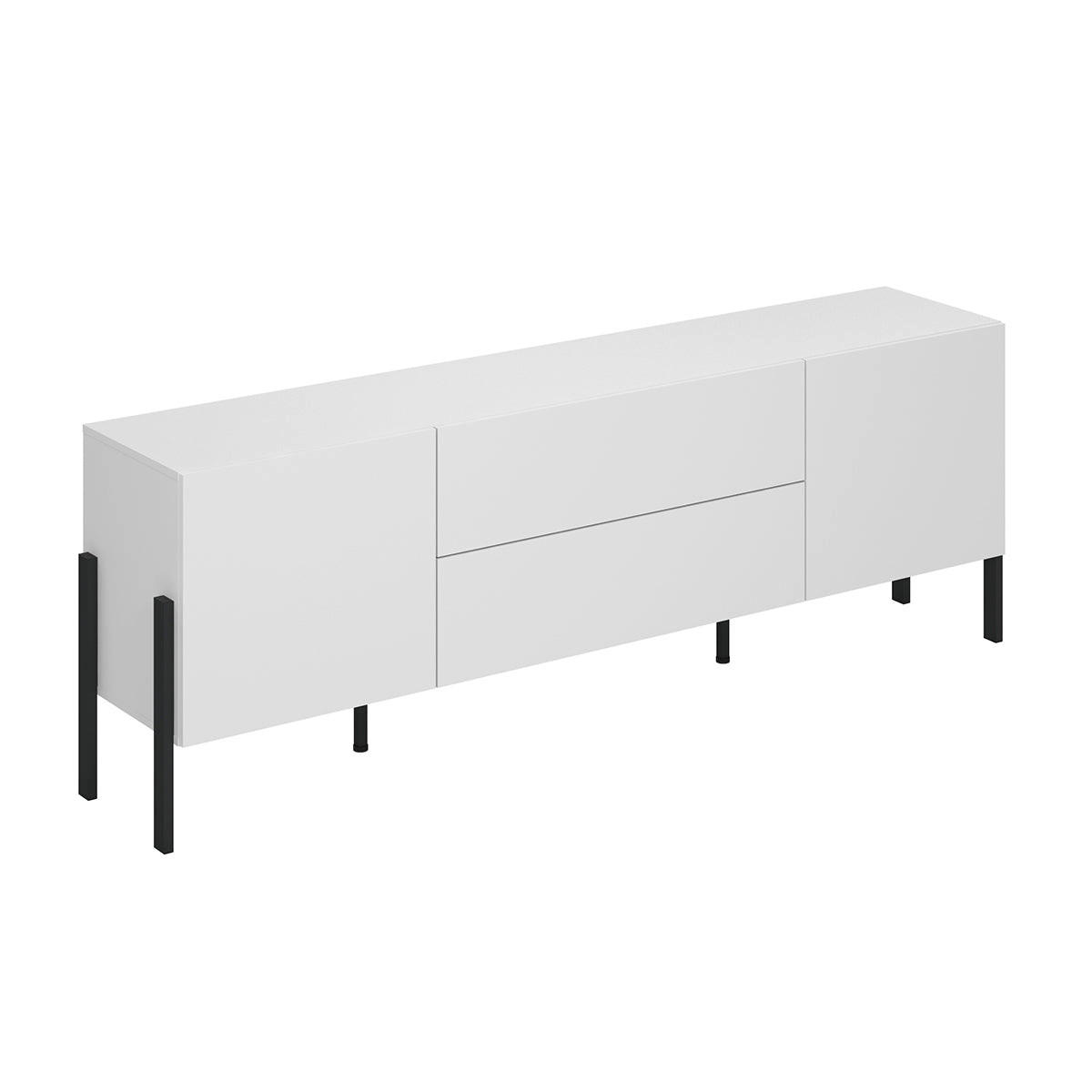 TV STOLÍK Bérénice Matná biela a čierna - biela, kompozitné drevo (204/70/40cm) - Petits-meubles