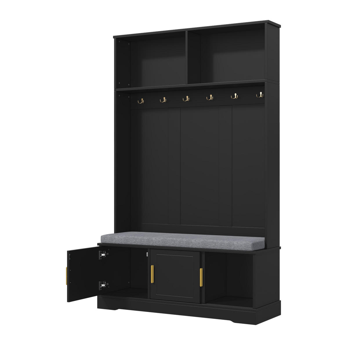 GARDEROBE mit Schuhbank 120 x 40 x 191 cm Schwarz - Schwarz, Holzwerkstoff (40/191/120cm) - Beauniv