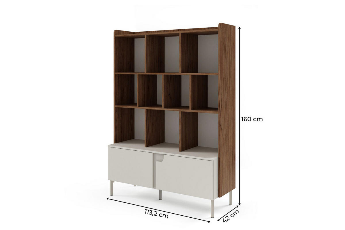 BÜCHERREGAL PAURO 05 113/160/42 cm in Walnuss Alba / Kaschmir - Kaschmir/Walnussfarben, Holzwerkstoff (113/160/42cm) - Deine Möbel 24