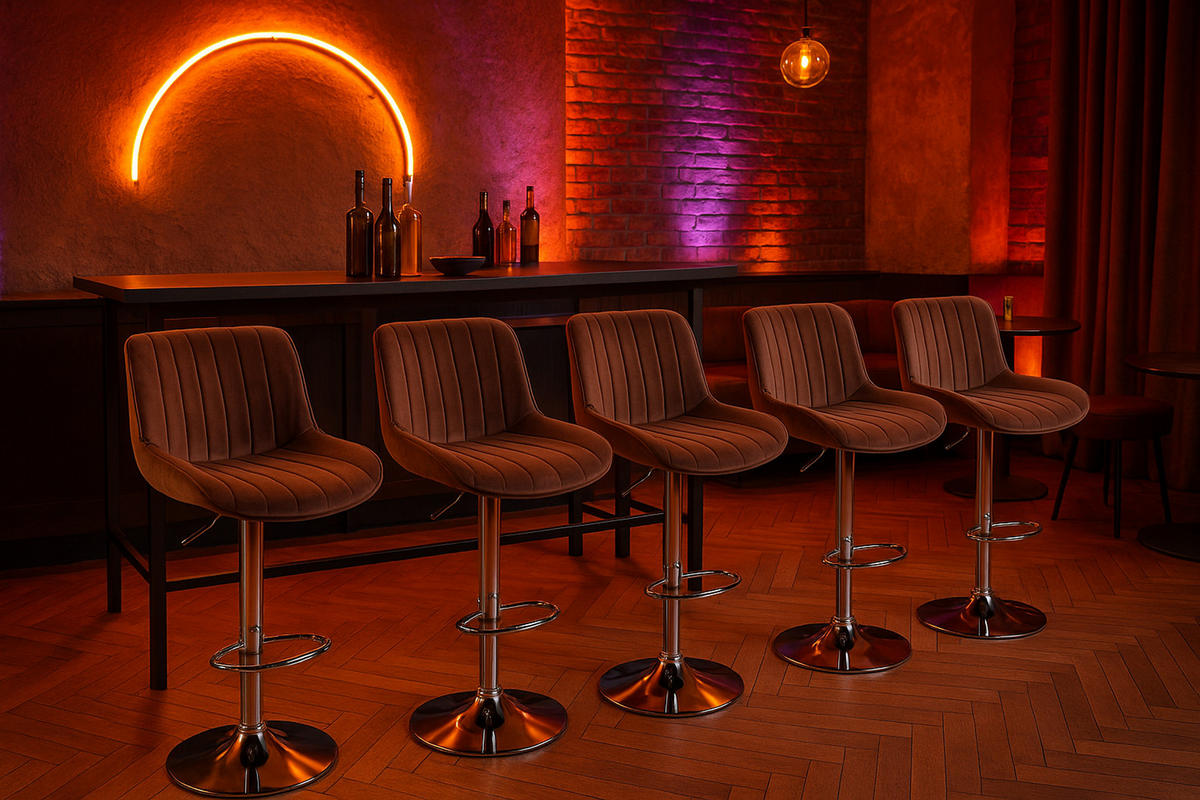 BARHOCKER Lento Gestell Metall in Chromoptik Samt Braun - Chromfarben/Braun, Textil/Metall (50/108/50cm) - TPFLiving