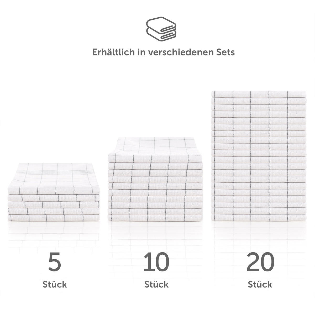 GESCHIRRTÜCHER 10er Set, 50/70 cm, 100% Baumwolle, kariert - Grau, Naturmaterialien (50/70cm) - Blumtal