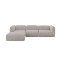 ECKSOFA Ottomane Links MIRA-L2 318x179x89 Hellgrau Velours - Hellgrau/Schwarz, Holzwerkstoff/Kunststoff (318/179cm) - ALTDECOR