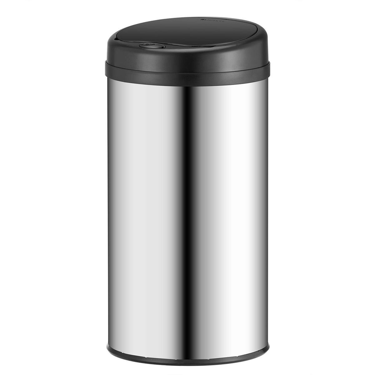 MÜLLEIMER rund 40L silber mit Sensor - Silberfarben, Metall (31/68/31cm) - Juskys