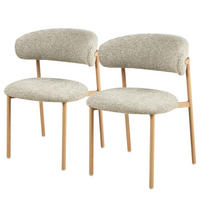 POLSTERSTUHL - 2er-Set - Strukturstoff / Edelstahl - Beige, Textil/Metall (55/80/57cm) - home24