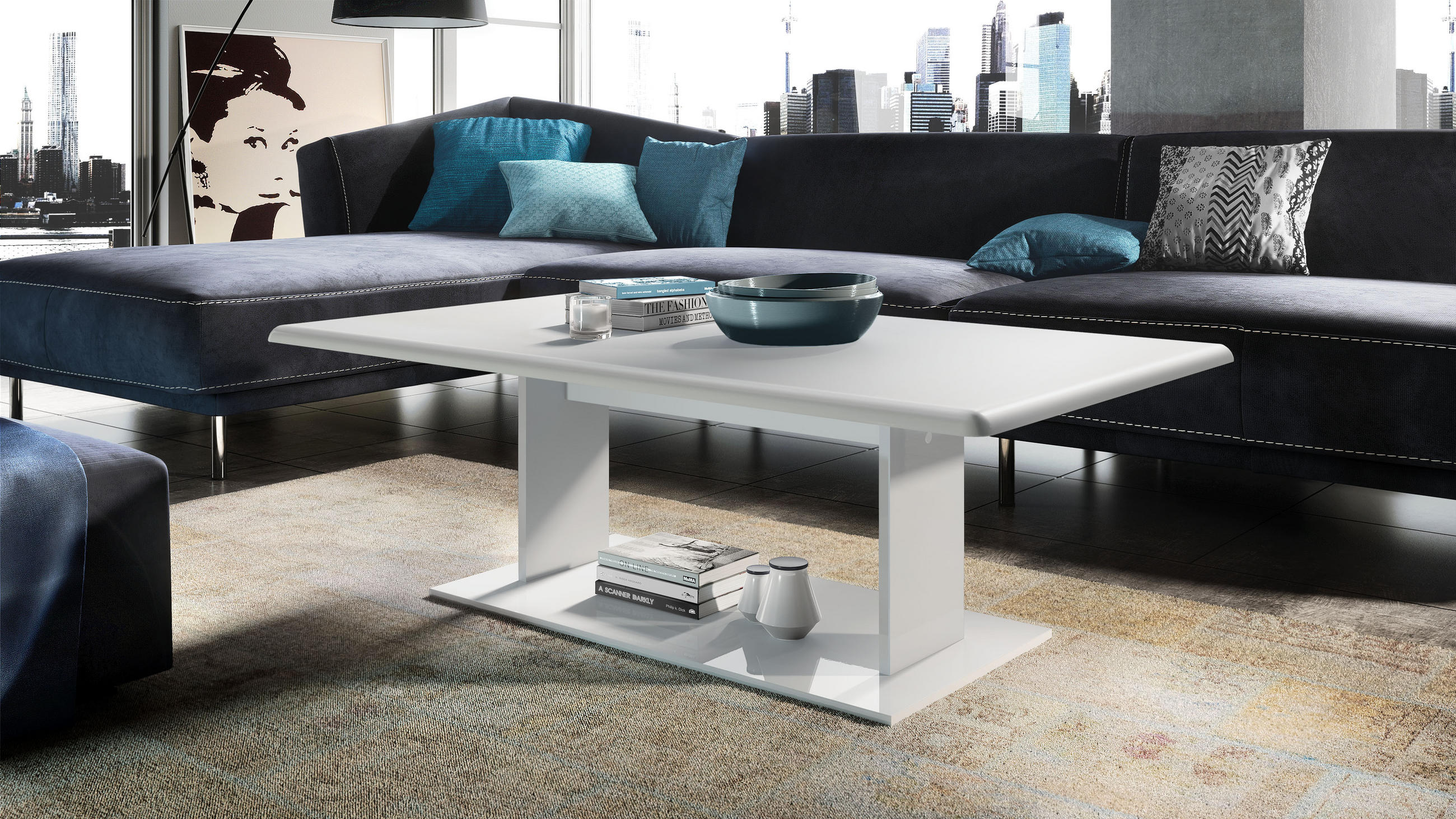 COUCHTISCH Mono Tischplatte in Weiß matt - Weiß, Holzwerkstoff (70/120/40cm) - Vladon