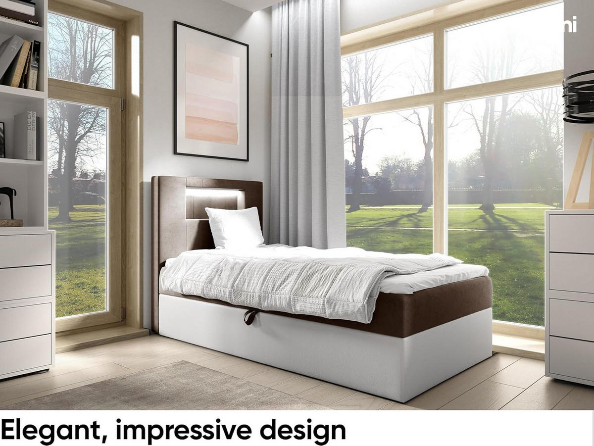 KINDERBETT GARETH 1 - Braun/Weiß, Holzwerkstoff (92/212cm) - Meblini