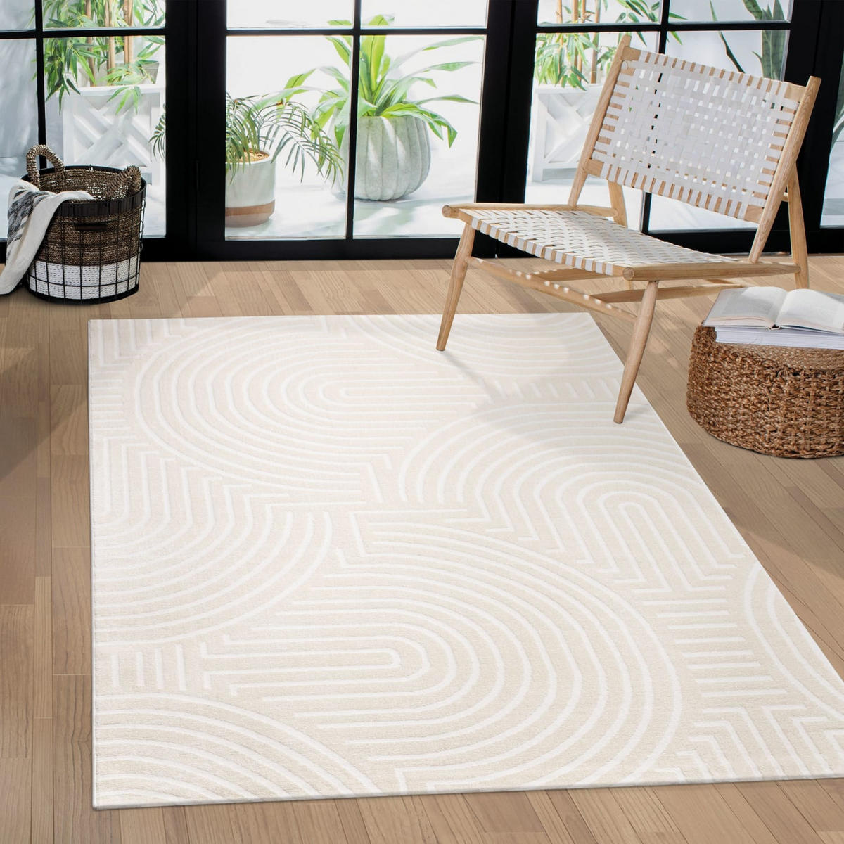 KURZFLORTEPPICH, einfarbig, aus Polyester, Florhöhe 9 mm, Creme, 240 x 340 cm - Creme, Textil (340/240cm) - KADIMA DESIGN