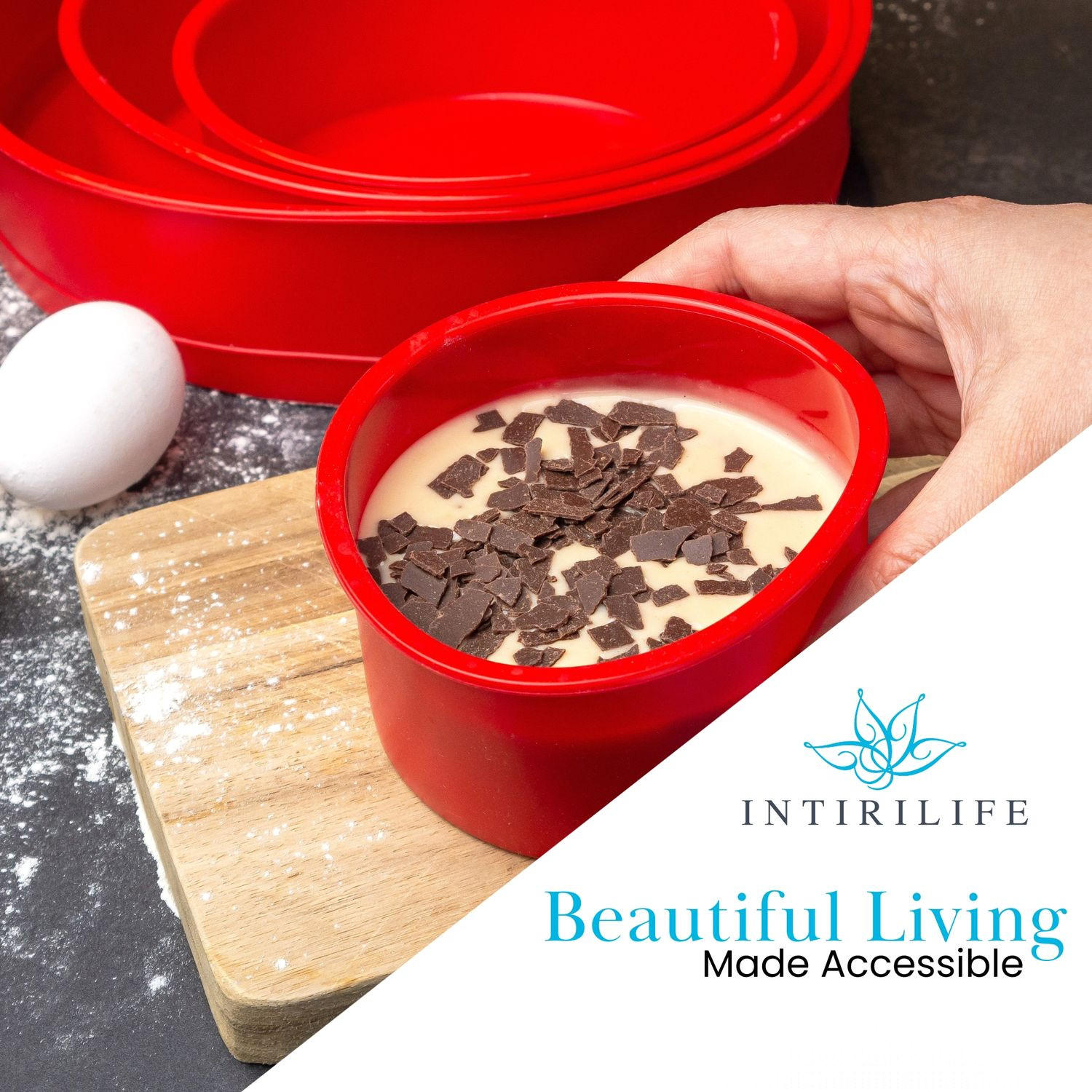 KUCHENBACKFORM (4-tlg. Set) - Rot, Kunststoff (25/6/25cm) - Intirilife