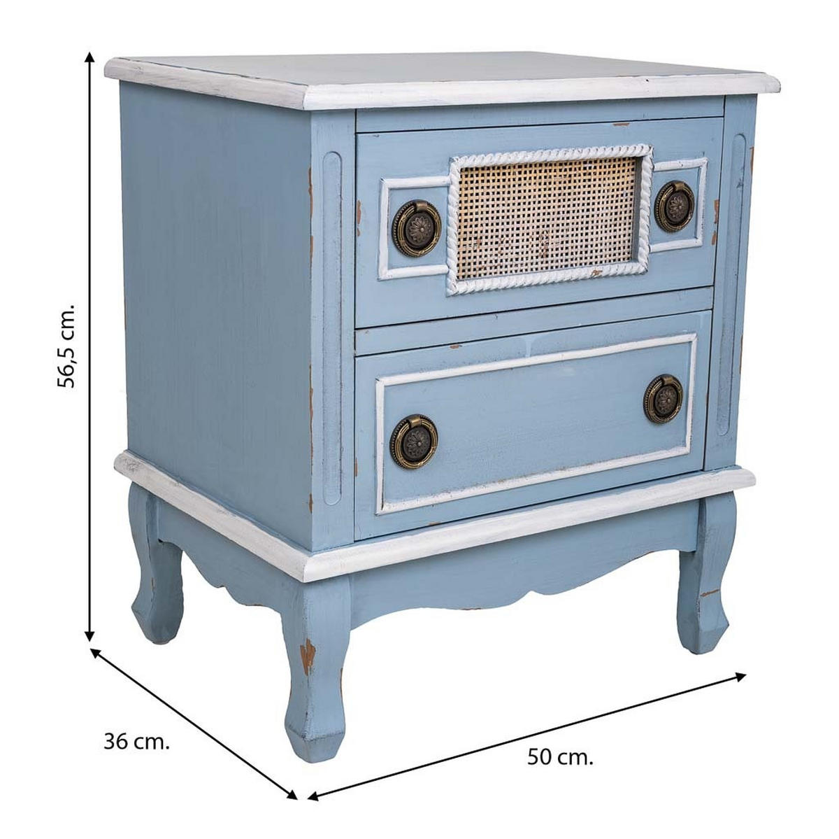 NACHTTISCH aus Holz, blau, 50x36x57cm - Blau, Holz (50/56.5/36cm) - Wanderlust