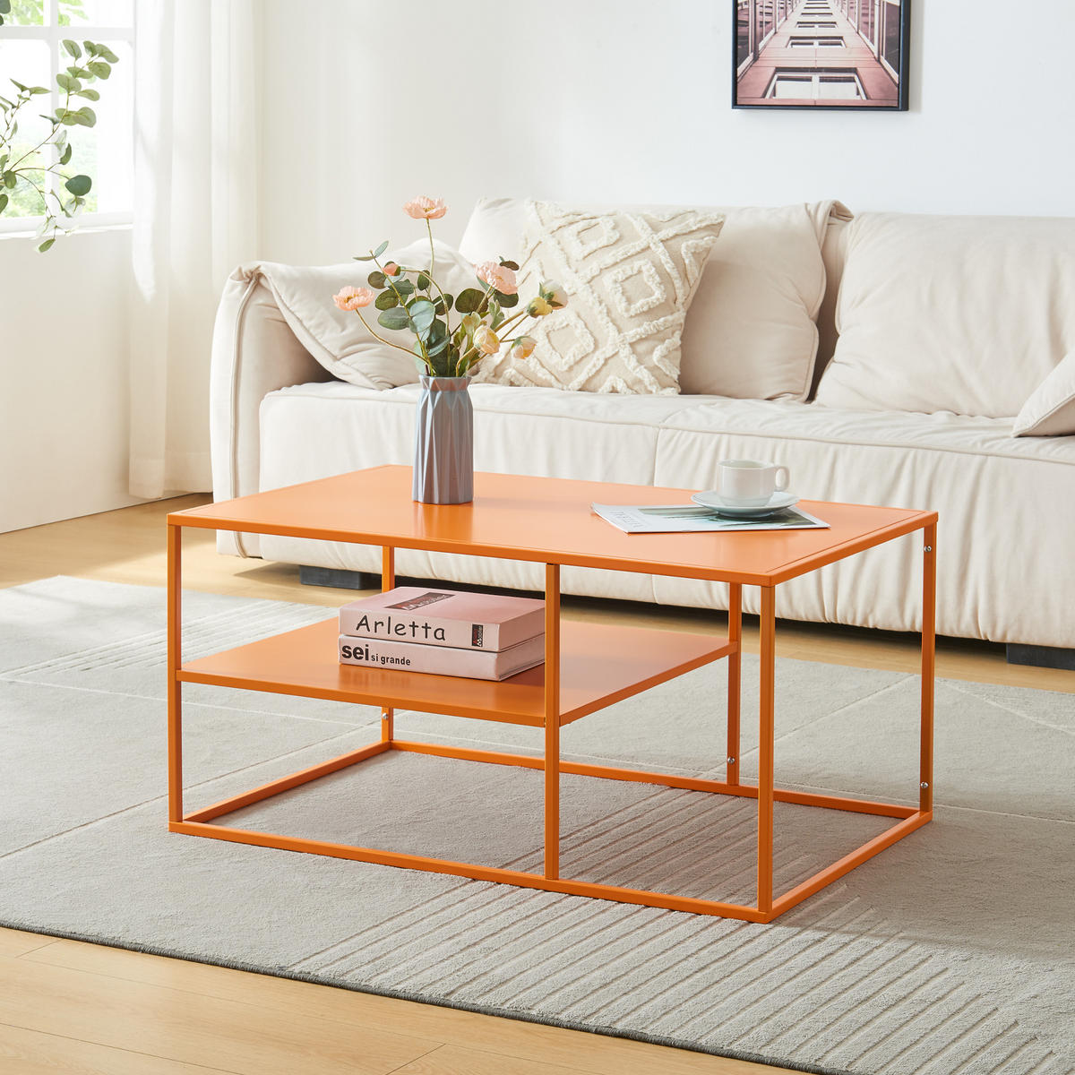 COUCHTISCH Solund 45/90/60 cm - Orange, Metall (60/90/45cm) - [en.casa]
