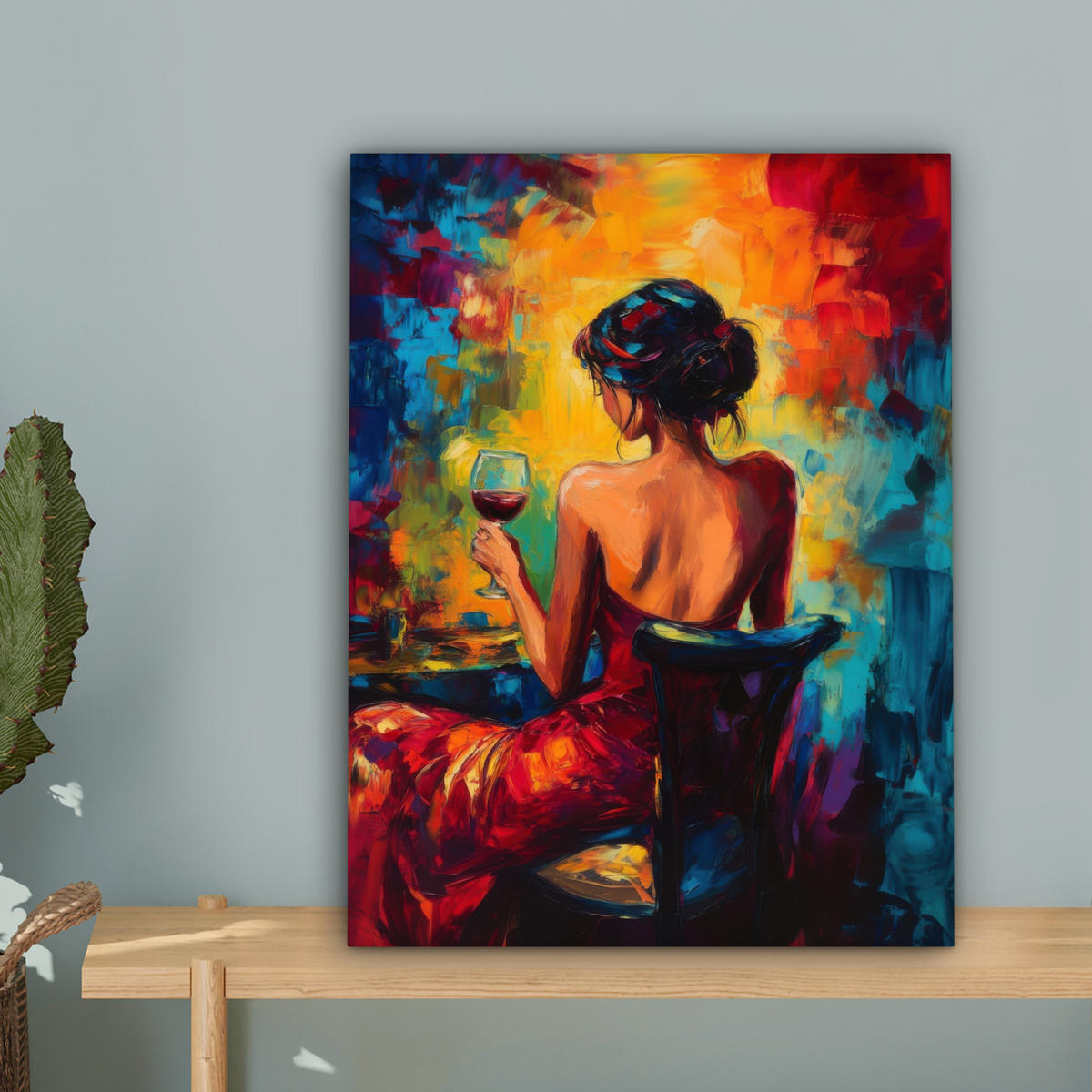 LEINWANDBILD Wein - Frau - Stimmungsvoll - Farbenfroh 30x40 cm - Bordeaux, Textil (30/40cm) - MuchoWow