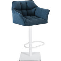 BARHOCKER Stoff Blau - Blau/Weiß, Textil/Metall (64/88/45cm) - CLP