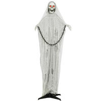 HALLOWEENDEKO DE-42090 183 cm Sensenmann mit LED und Sound - Grau, Metall (70/183/16cm) - ComfortXL
