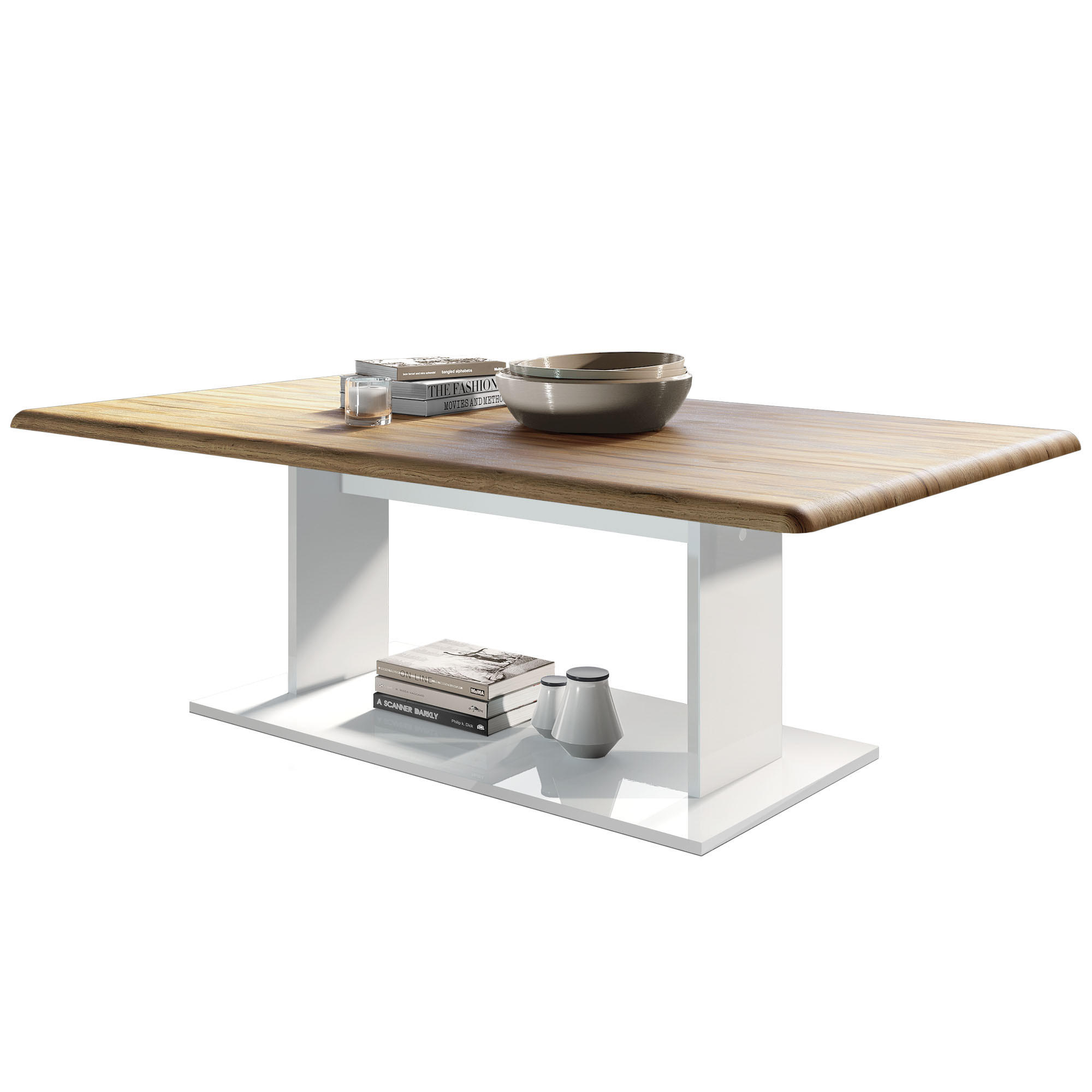 Vladon COUCHTISCH Eiche 120cm × 70cm × 40cm