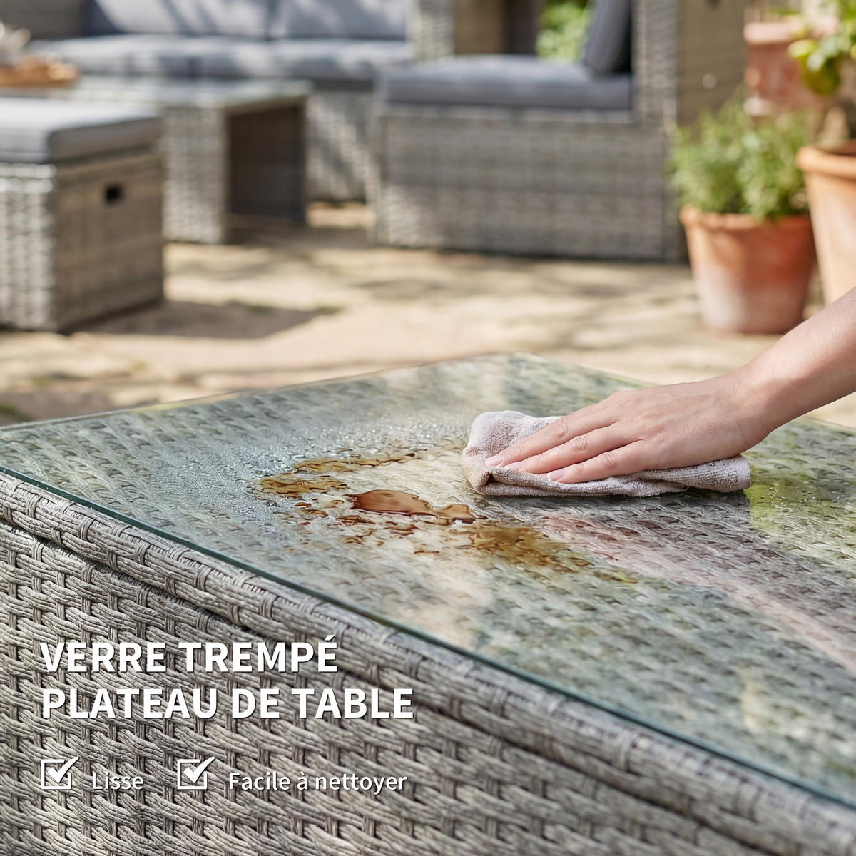 GARTENLOUNGE-SET 6tlg DE-13718 nestbar mit Glastisch Grau - Dunkelgrau, Metall - ComfortXL