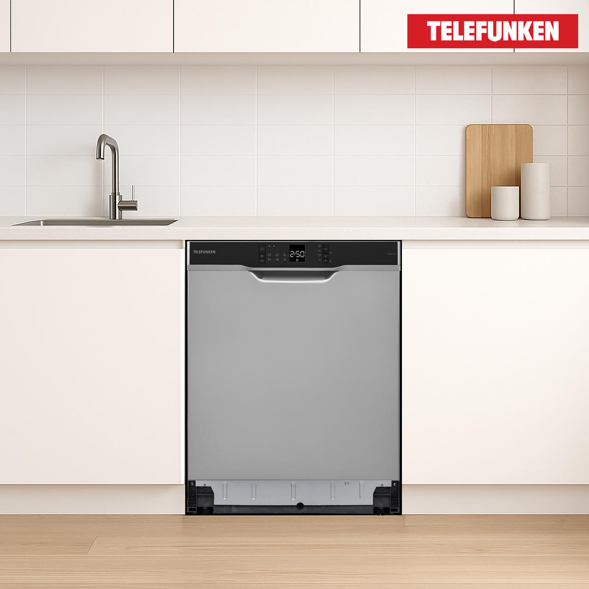 GESCHIRRSPÜLER, Unterbau 60 cm, 12 Maßgedecke, 6 Programme, AquaStop, Startzeitvorwahl, leise 45 dB, Speed-Wash, Eco, GEU6012DI - Silberfarben/Schwarz, Kunststoff/Metall (59.8/82/57cm) - Telefunken