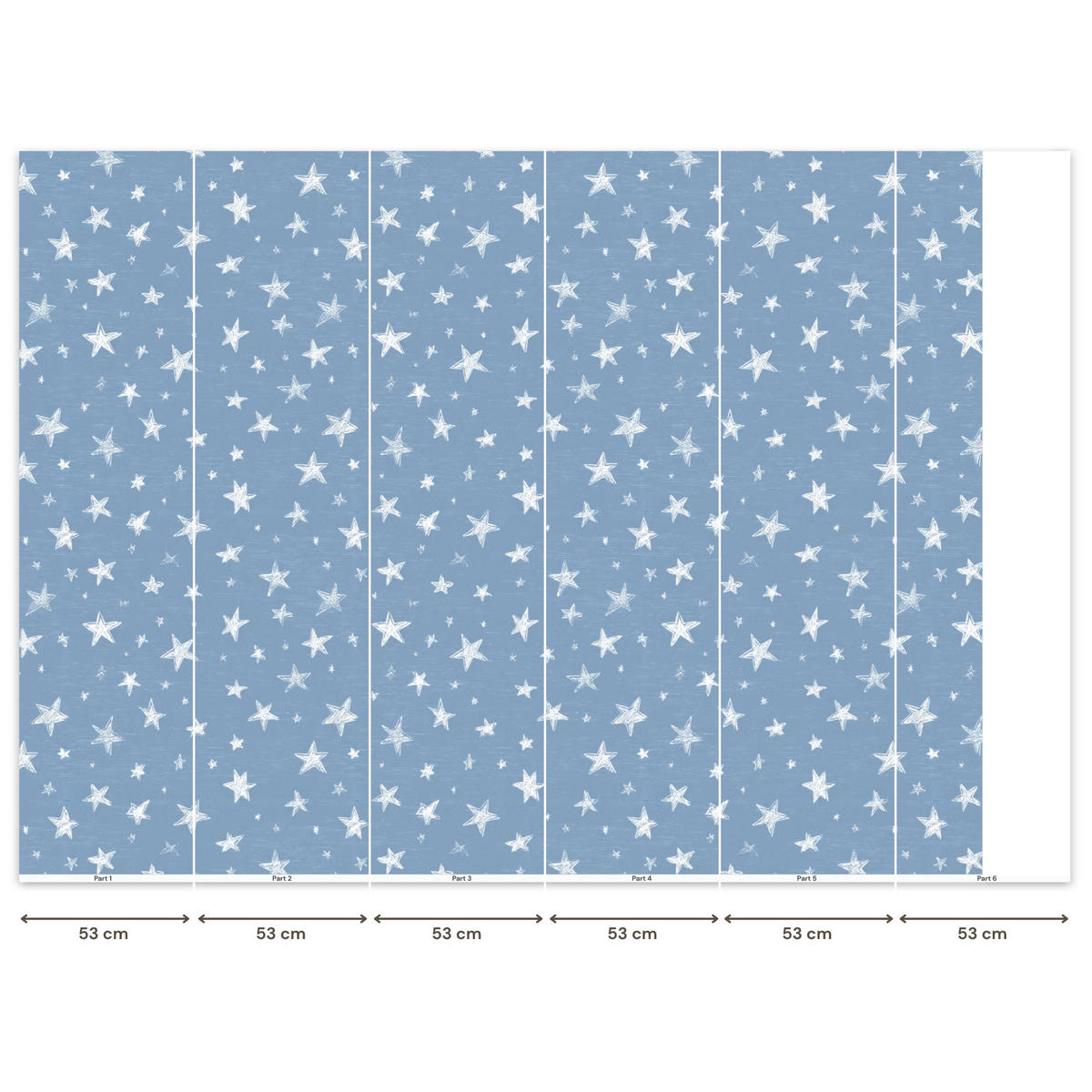 KINDERTAPETE - Sterne - Muster - Blau - 260x200 cm - Hellblau, Papier (260/200cm) - OnlyWow