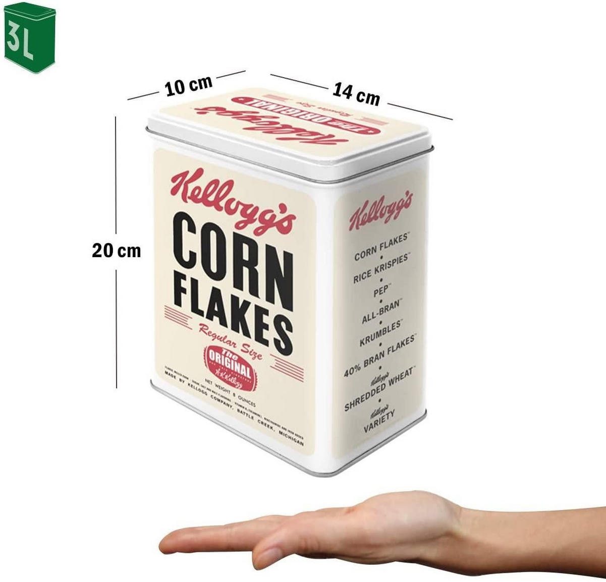 VORRATSDOSE L Kellogg's Kellogg's Corn Flakes Retro Package - Multicolor, Metall (14/20/10cm) - Nostalgic-Art