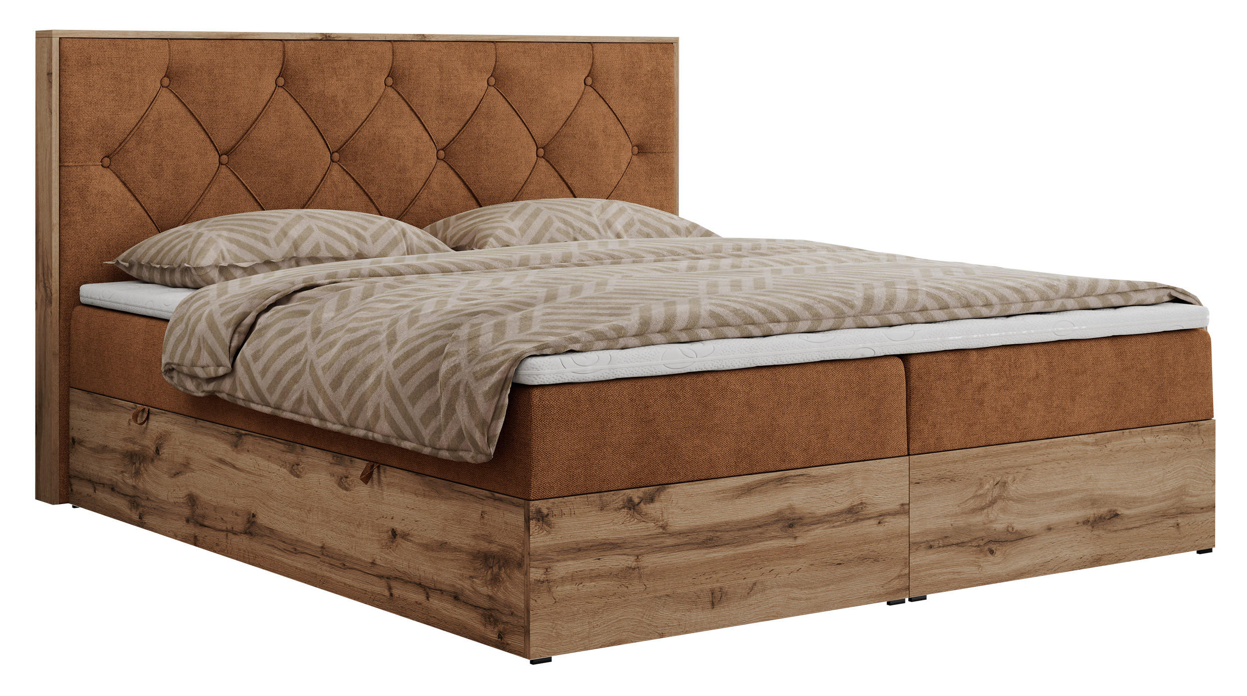 BOXBETT VENETO 160/200 Orange Struktur - H3 - Orange, Holz/Textil (160/200cm) - MKS