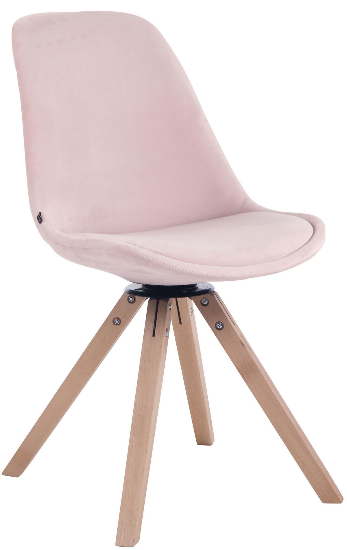 ESSZIMMERSTUHL Troll Samt, Gestell Buchenholz Square Natura Pink - Rosa/Naturfarben, Holz/Buchenholz (48/84/56cm) - TPFLiving