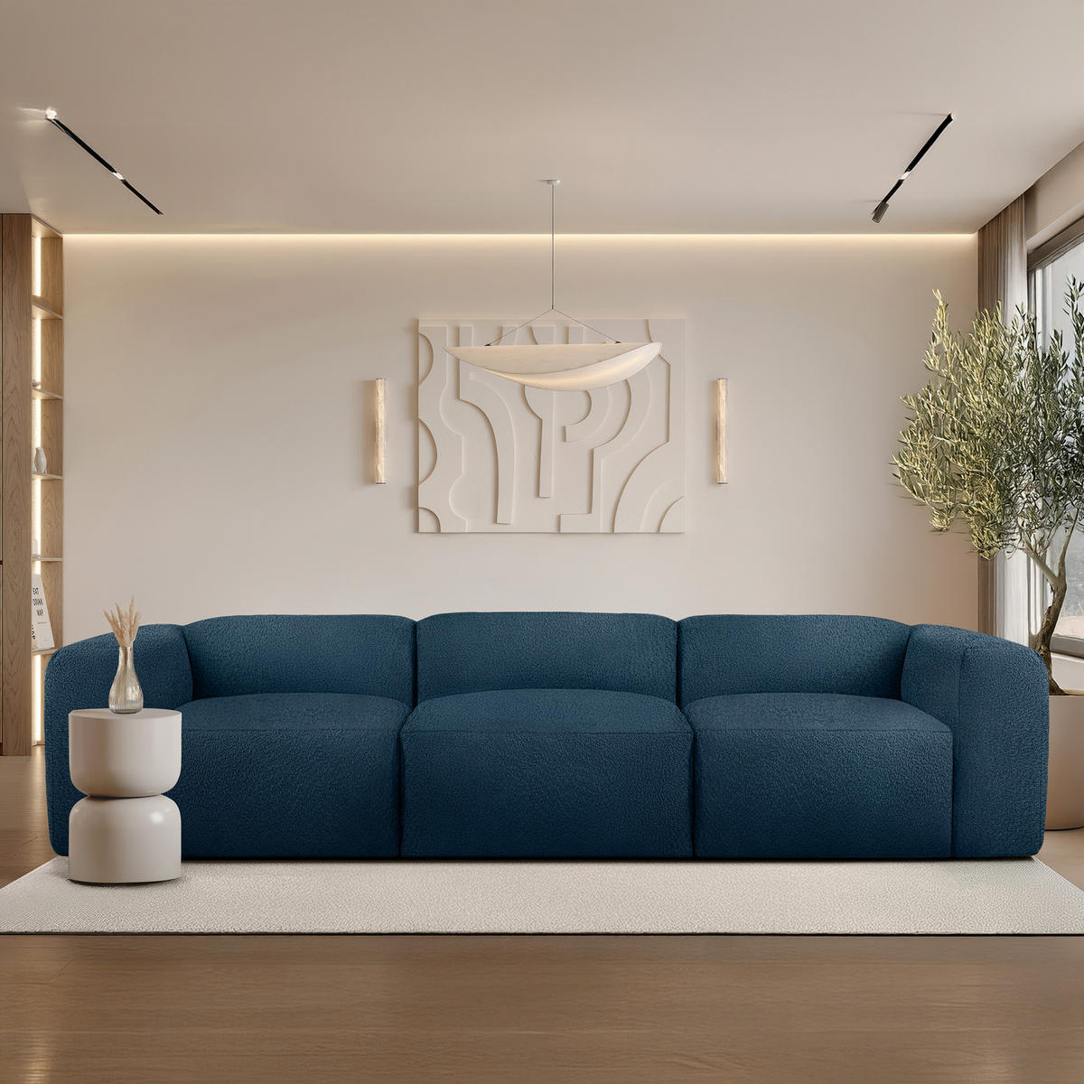3-SITZER SOFA BUFFO, Marineblau - Dunkelblau, Holz/Holzwerkstoff (290/73/96cm) - KONSIMO®
